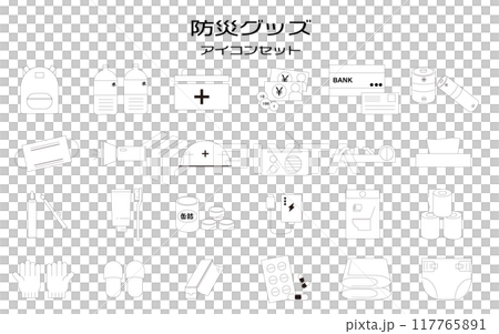 防災用品圖示集插畫素材 防災用品圖示集插畫素材 117765891