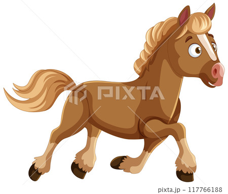 Happy Cartoon Horse Galloping 117766188