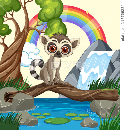 Lemur by the Waterfall Lemur by the Waterfall 117766224