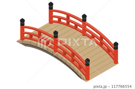 アイソメトリックイラスト：和風橋 117766554