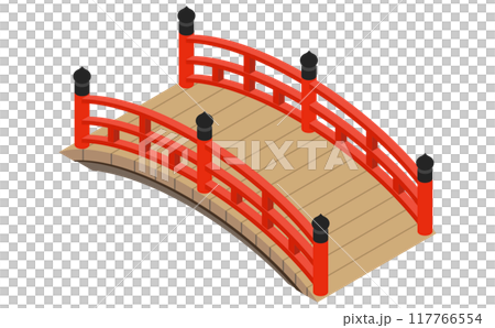 アイソメトリックイラスト：和風橋 117766554