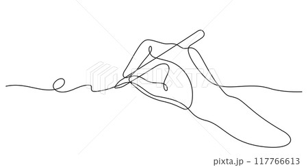 pen in hand writing one line drawing continuous pen in hand writing one line drawing continuous 117766613
