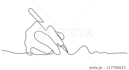 hand writing with digital pen minimalism continuous one line 117766615