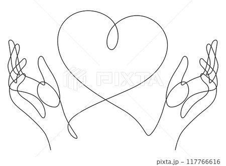 love caring two hands and heart shape one line 117766616