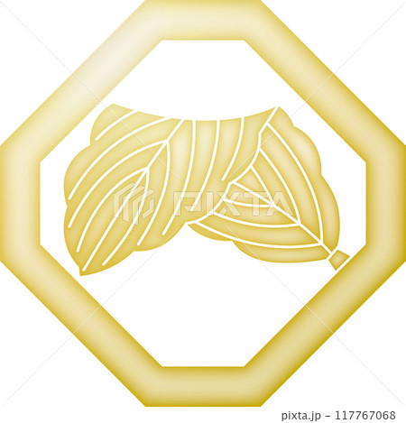 家紋 隅切り角に折れ柏【金色】 家紋 隅切り角に折れ柏【金色】 117767068