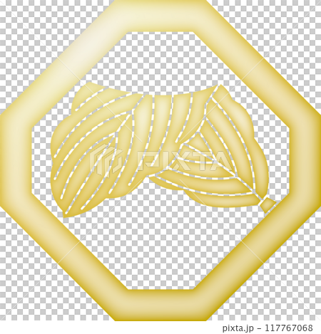 家紋 隅切り角に折れ柏【金色】 家紋 隅切り角に折れ柏【金色】 117767068