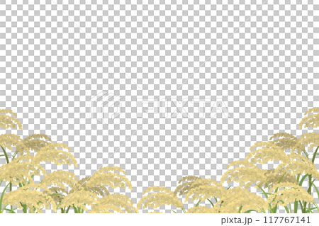 稲穂の風景 田んぼの水彩イラスト 米の背景 稲穂の風景 田んぼの水彩イラスト 米の背景 117767141