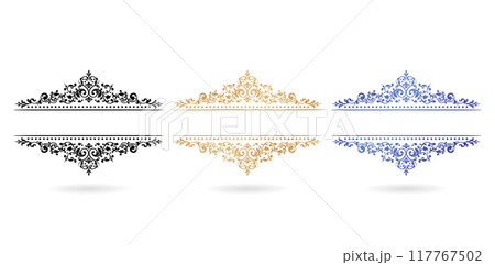 set of ornate frames for design template. Elegant element for design in Eastern style, place for text, Floral blue border. Lace illustration invitations and greeting cards, stationery design materials set of ornate frames for design template. Elegant element for design in Eastern style, place for text, Floral blue border. Lace illustration invitations and greeting cards, stationery design materials 117767502