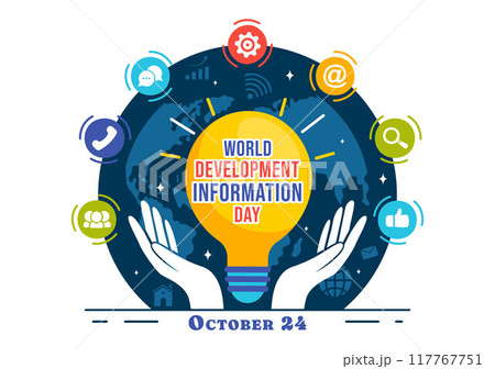 World Development Information Day Vector Illustration on October 24th with Telecommunication And Society to Mobilize Public Opinion in a Background 117767751