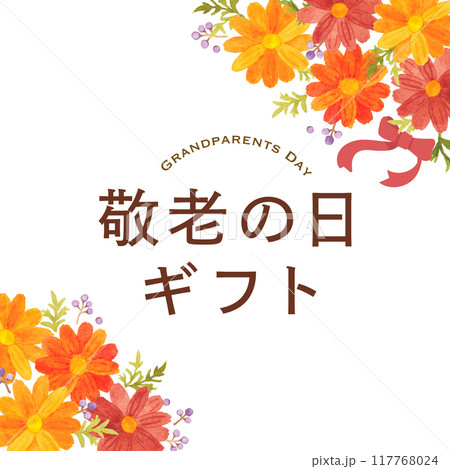 敬老の日イメージイラスト 秋色のコスモス水彩イラスト 敬老の日イメージイラスト 秋色のコスモス水彩イラスト 117768024