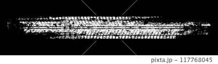 Grunge tire track, wheel braking marks. White truck, car or motorcycle tread pattern silhouette. Auto race, motorsport, speed racing design element. Vector illustration Grunge tire track, wheel braking marks. White truck, car or motorcycle tread pattern silhouette. Auto race, motorsport, speed racing design element. Vector illustration 117768045