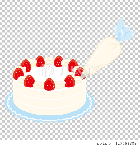 Strawberry cake decorated with cream 117768888