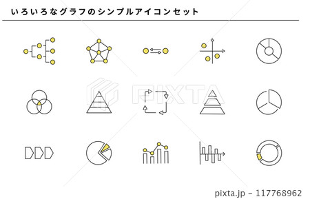 いろいろなグラフのシンプルアイコンセット、ベクター素材 いろいろなグラフのシンプルアイコンセット、ベクター素材 117768962