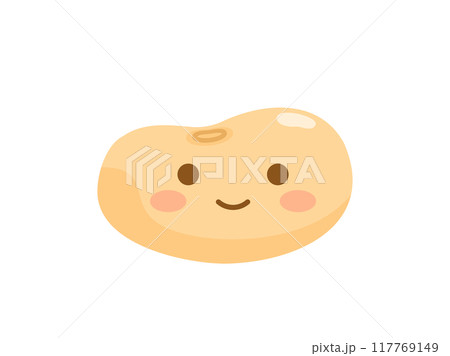 大豆に顔をつけてキャラクターにしたイラスト 117769149