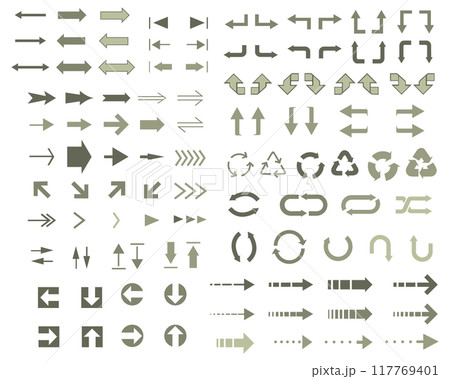 カラフルな矢印アイコンのセット カーキ 117769401