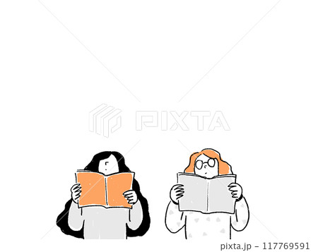 本を読む女性二人 117769591