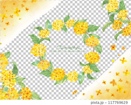 水彩畫桂花向量插畫裝飾材料 117769629