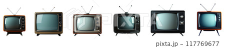レトロなテレビのセット 117769677