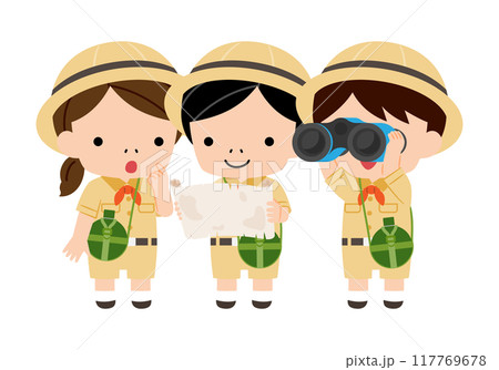 探検をする子供達 117769678
