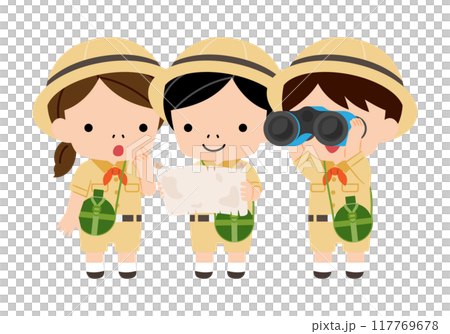 探検をする子供達 117769678