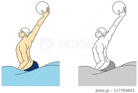 水球をする男性選手のイラストセット 水球をする男性選手のイラストセット 117769683