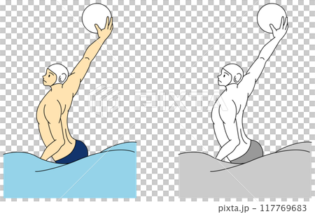Illustration set of male players playing water polo 117769683