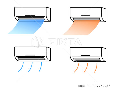 エアコン冷房と暖房のイラストセット 117769987