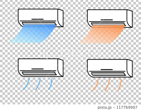 エアコン冷房と暖房のイラストセット 117769987