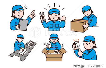 作業する女性作業員イラストセット 117770012