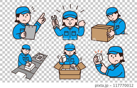 作業する女性作業員イラストセット 117770012