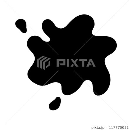 Hand drawn paint splatter and blob splash with different shapes. Blob elements drawn by ink brush-pen. 117770031
