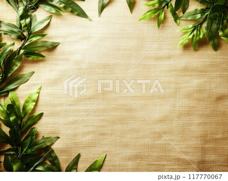 Sukkot celebration background with greenery and copy space for design 117770067