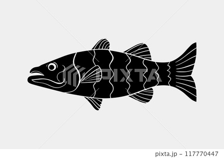 Fish silhouette vector illustration. Fish silhouette, Icon and Sign. 117770447