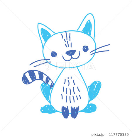 Cat as Kids Doodle Simple Hand Drawn Element Vector Illustration Cat as Kids Doodle Simple Hand Drawn Element Vector Illustration 117770589