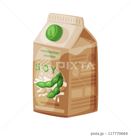 Soy Milk in Carton as Natural and Organic Product from Soybean Plant Vector Illustration 117770668