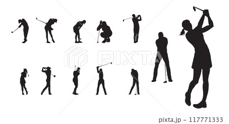 Golf player isolated vector silhouette stock illustration 117771333
