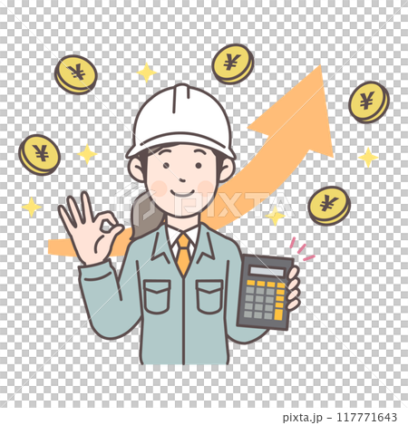 A female construction worker who made a profit from sales A female construction worker who made a profit from sales 117771643