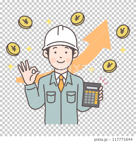 Male construction worker who made a profit from sales Male construction worker who made a profit from sales 117771644