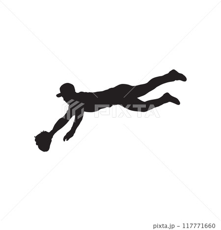 silhouette of baseball player vector black and white background. 117771660