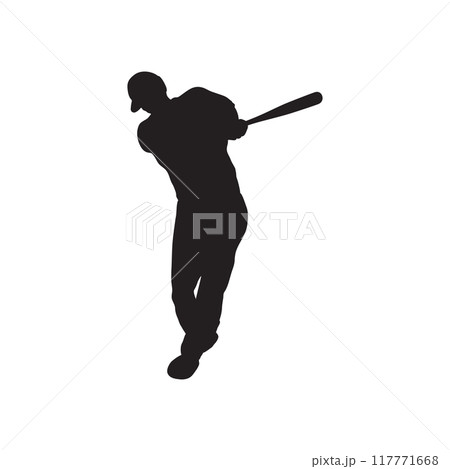 silhouette of baseball player vector black and white background. silhouette of baseball player vector black and white background. 117771668
