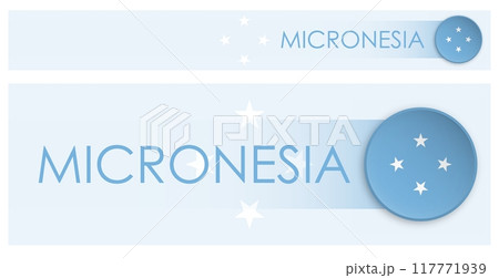 Micronesia flag horizontal web banner in modern neomorphism style. Webpage Micronesia country header button for mobile application or internet site. Vector 117771939