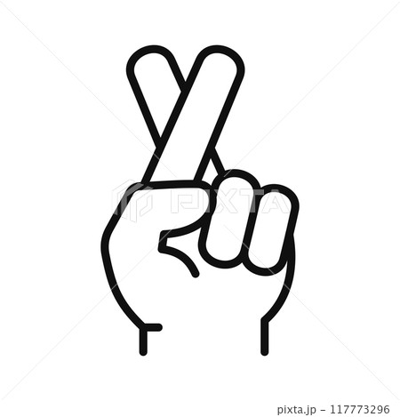 Crossed Fingers Linear Style Icon. Vector Crossed Fingers Linear Style Icon. Vector 117773296