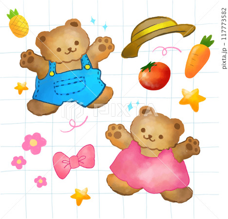 hand drawn bear decoration. Vector illustration 117773582