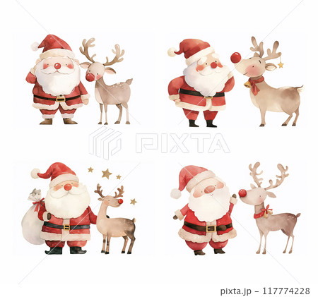 サンタクロースとトナカイのセット サンタクロースとトナカイのセット 117774228