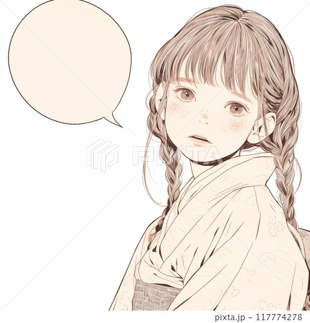 着物の女性と吹き出し 117774278