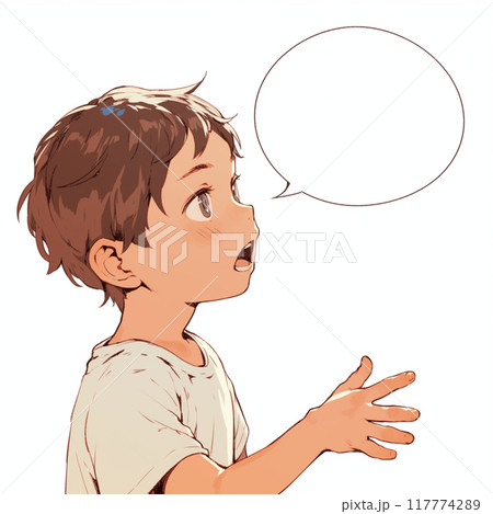 話す横向きの男の子と吹き出し 話す横向きの男の子と吹き出し 117774289