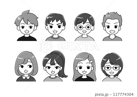 子供のアイコンイラストセット 口を開ける バストアップ 子供のアイコンイラストセット 口を開ける バストアップ 117774304
