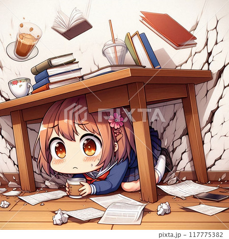 机の下に隠れる 117775382