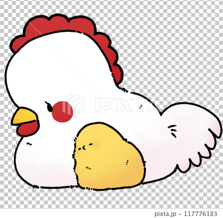 ママに寄り添うひよこのイラスト ママに寄り添うひよこのイラスト 117776183