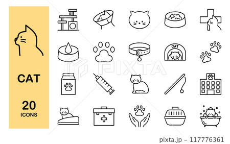 猫　ペットに関するアイコンセット　 117776361